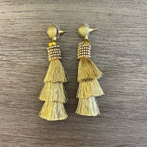 Shiny Gold Tassel Drop Earrings